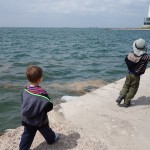 Throwing rocks into the sea